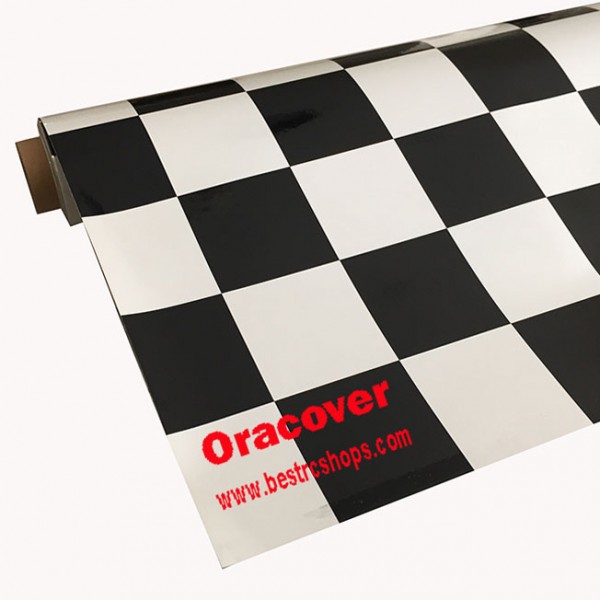 Oracover, radio control airplane, heat shrink film chequered Whte-Black, 1m