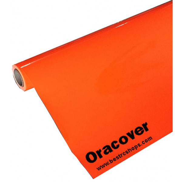 Oracover, radio control airplane, heat shrink film cover, Fluo Orange, 1m